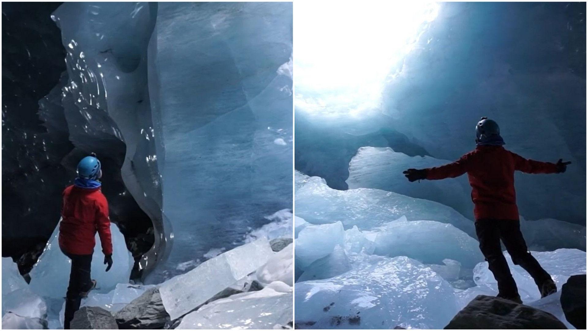 Exploradores mostram beleza impressionante de grutas de gelo