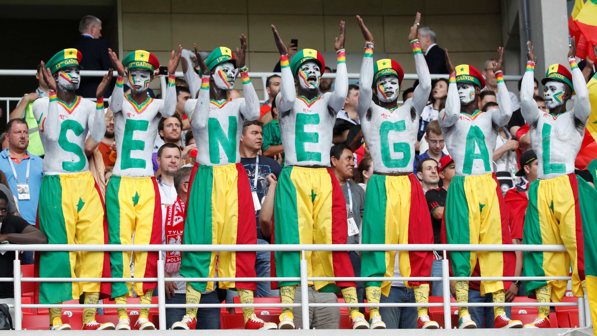 Torcida do Senegal dá show na estreia da seleção na Copa; fotos
