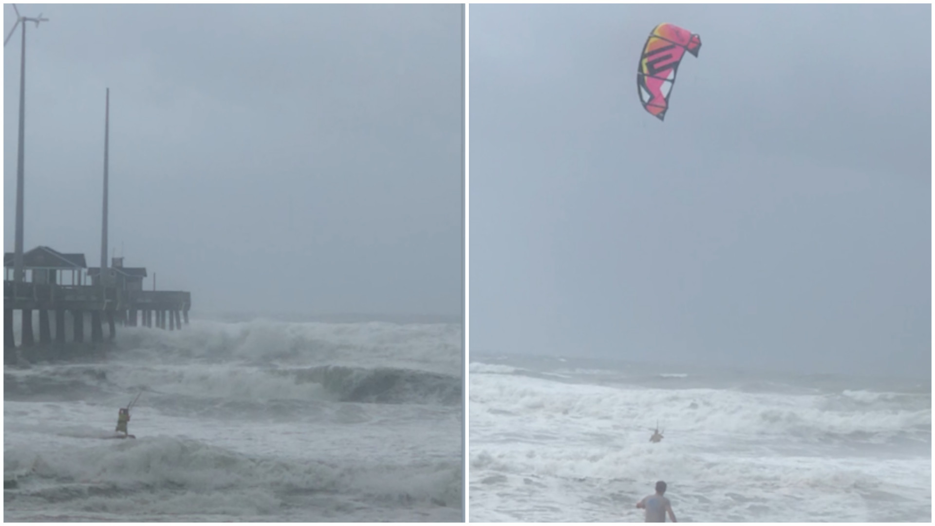 Homem usa vento de furacão para praticar kitesurf nos EUA