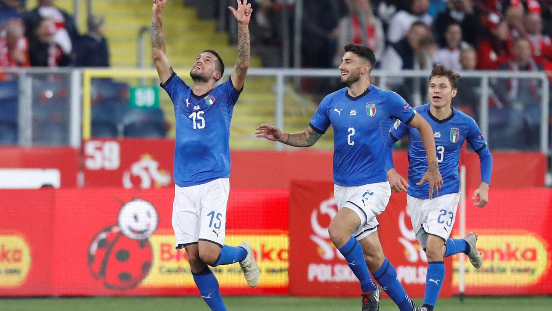 Itália vence Polônia com gol nos acréscimos pela Liga das Nações

