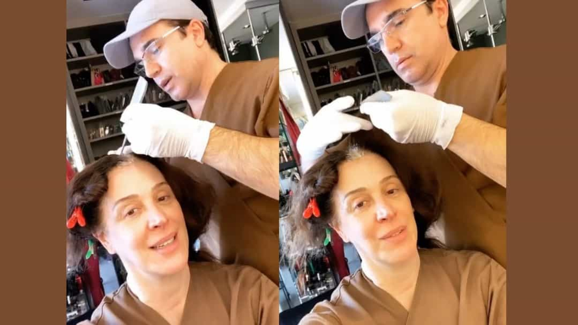 Em quarentena, Claudia Raia faz marido pintar raiz de seu cabelo