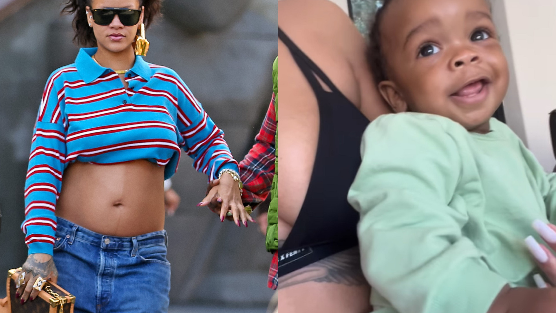 Rihanna exibe 'barriguinha' e mostra filho em novo vídeo