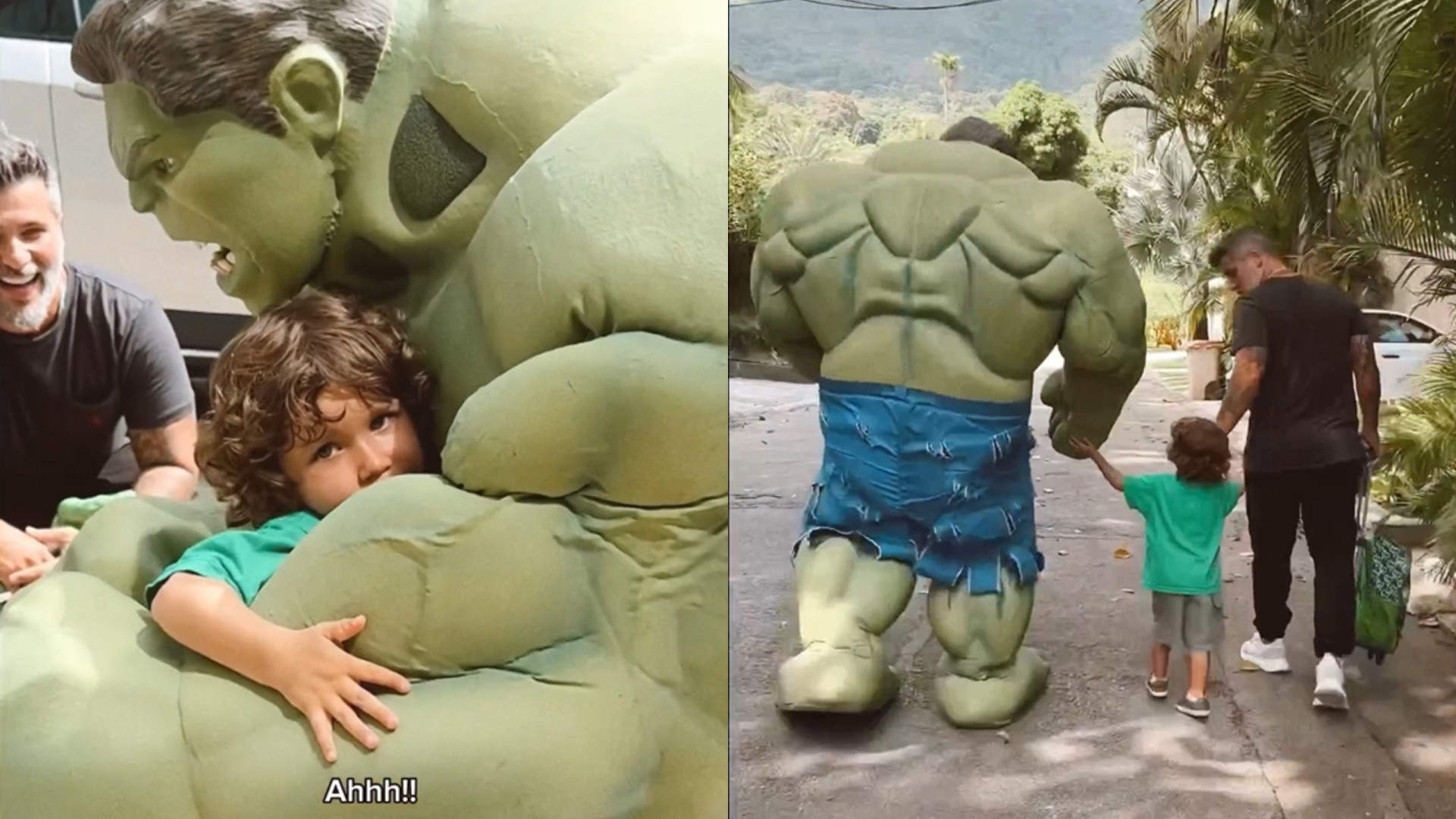 Bruno Gagliasso busca o filho à escola... com o Incrível Hulk