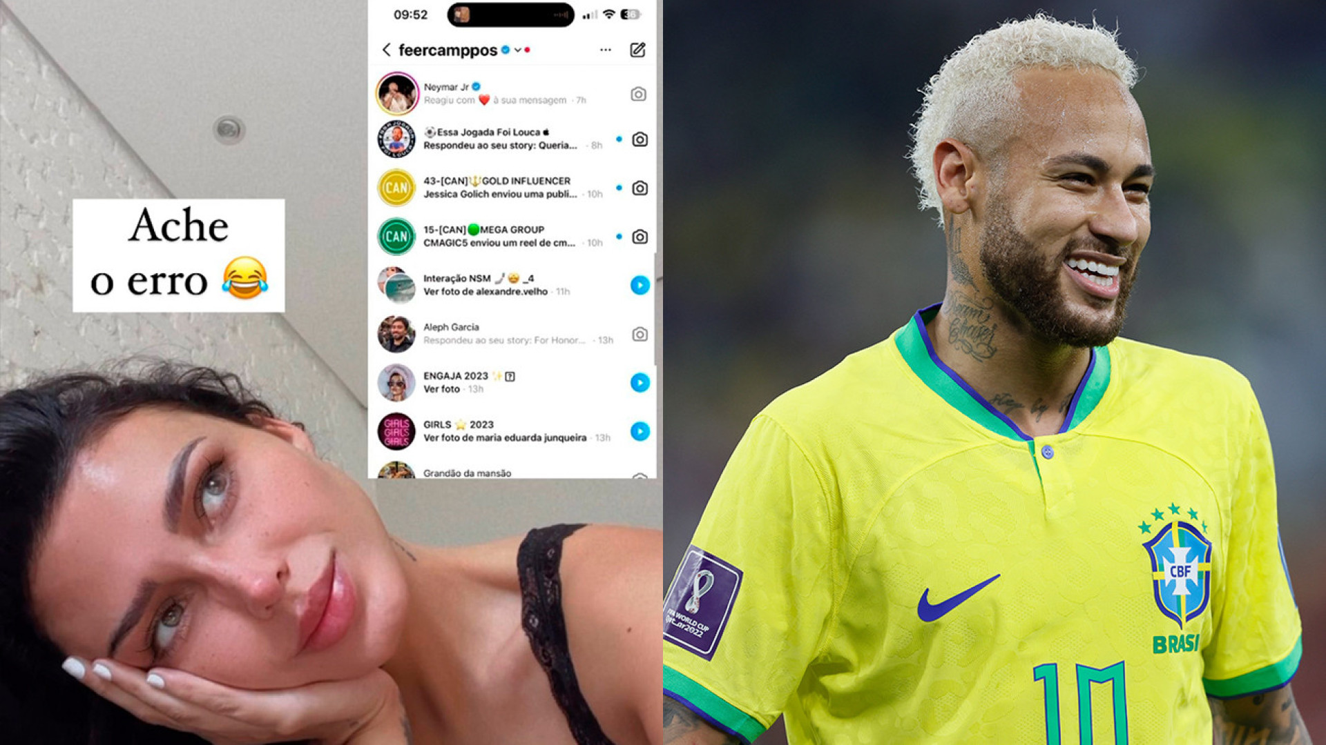 Neymar reage a mensagem de ex-amante; influencer rebate: 'Quer remember?'