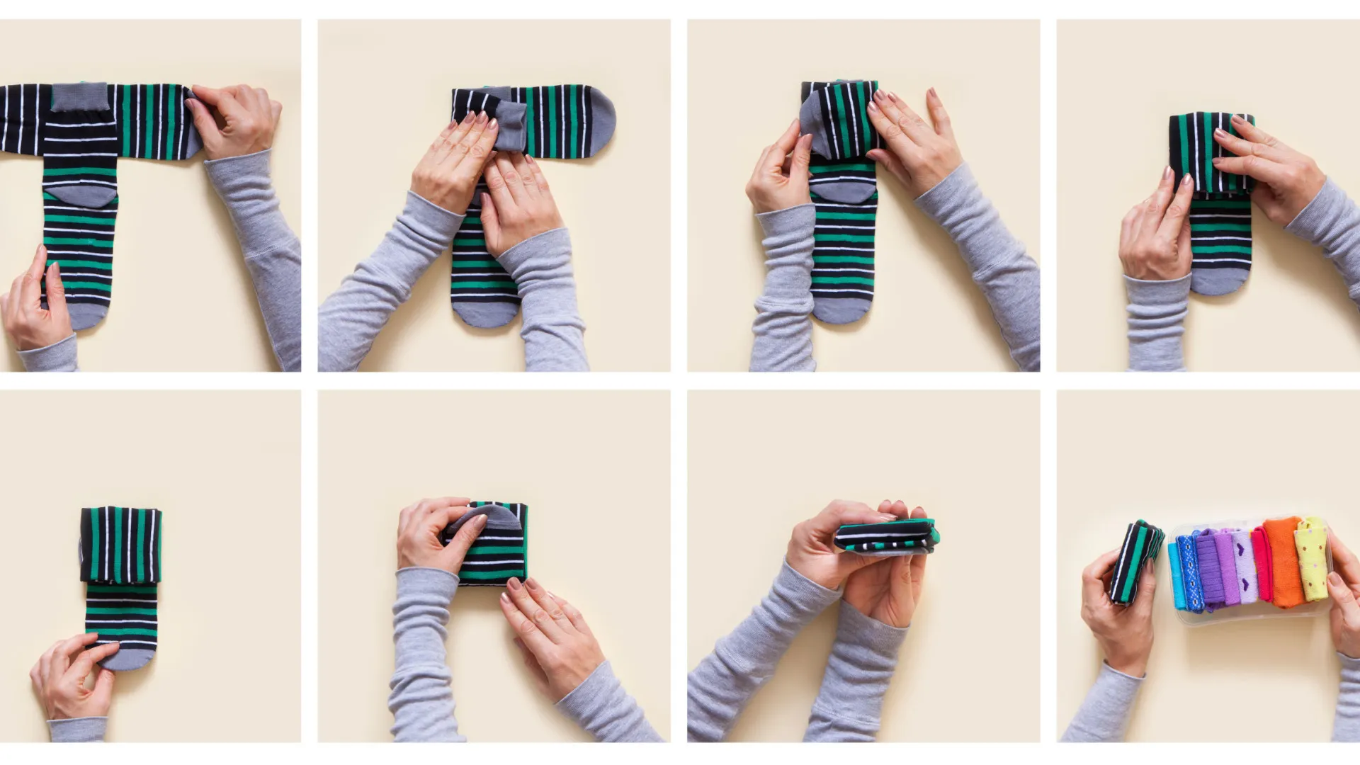 
                    O truque de 5 segundos para dobrar meias sem estragar o elástico
                