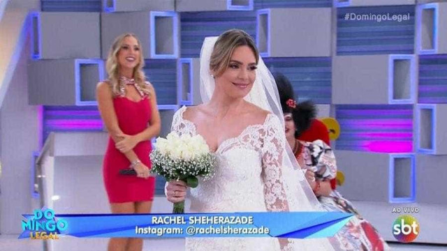 Modelo por um dia, Sheherazade aparece no SBT vestida de noiva