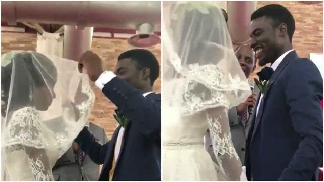 Noivo tem a melhor reação ao retirar o véu da noiva