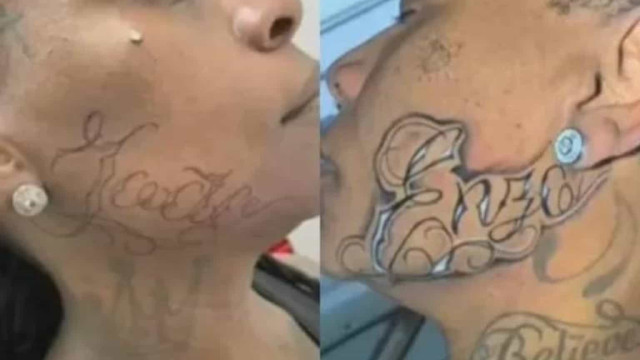Pepê, dupla de Neném, tatua nome dos filhos no rosto, se arrepende e quer tirar
