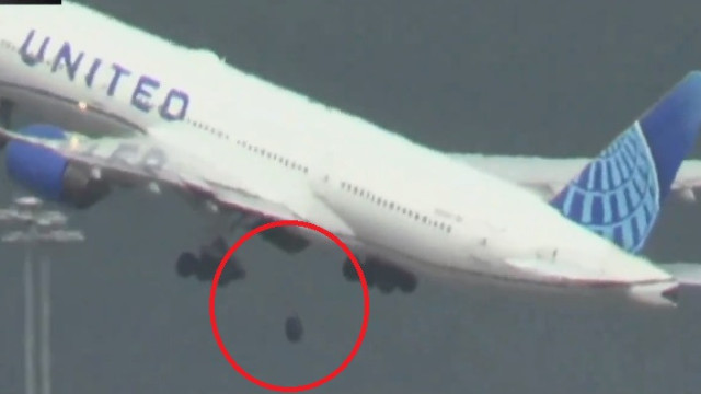 Pneu de 600 kg cai de avião da United Airlines durante decolagem