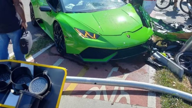 Motorista tenta atropelar ladrão com Lamborghini após ser roubado e bate o carro em SP
