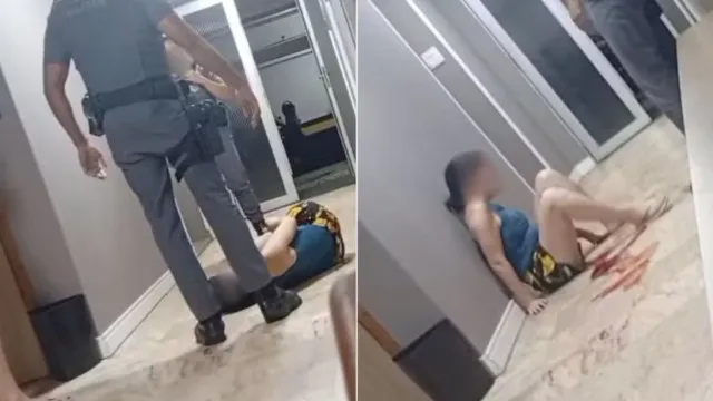 
                    PM é filmado dando chutes em rosto de mulher em SP; vídeo
                