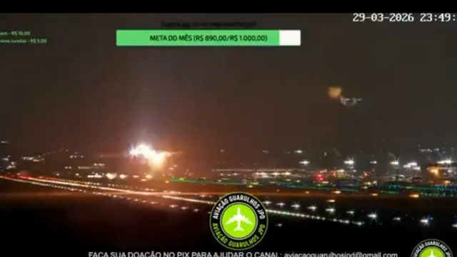 
                    Motor de avião explode após decolagem em Guarulhos e voo retorna; veja
                