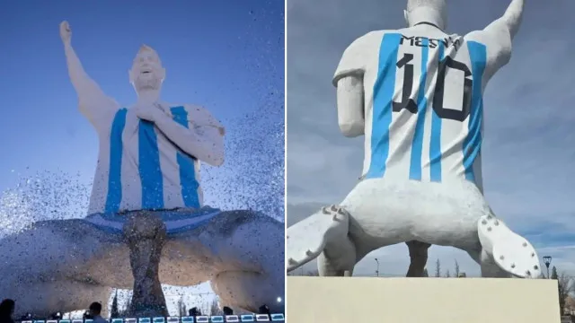 
                    Estátua de Messi vira alvo de piadas na internet por formato esquisito
                