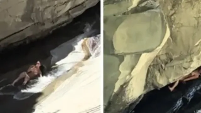 Mulher perde controle em toboágua natural e se choca contra pedras nos EUA
