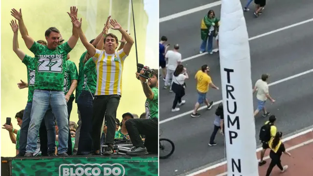 
                    Apoiadores de Flávio pedem ataque nuclear de Trump contra o Brasil
                